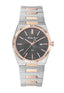 Mathey-Tissot Swiss Made Zeus Two Tone Stainless Steel Black Dial Quartz Ladies Watch - D118RS