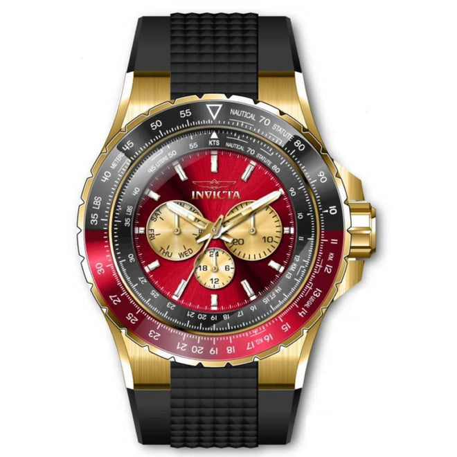 Invicta Aviator Analog Gold & Red Dial Men'S Watch - 44614