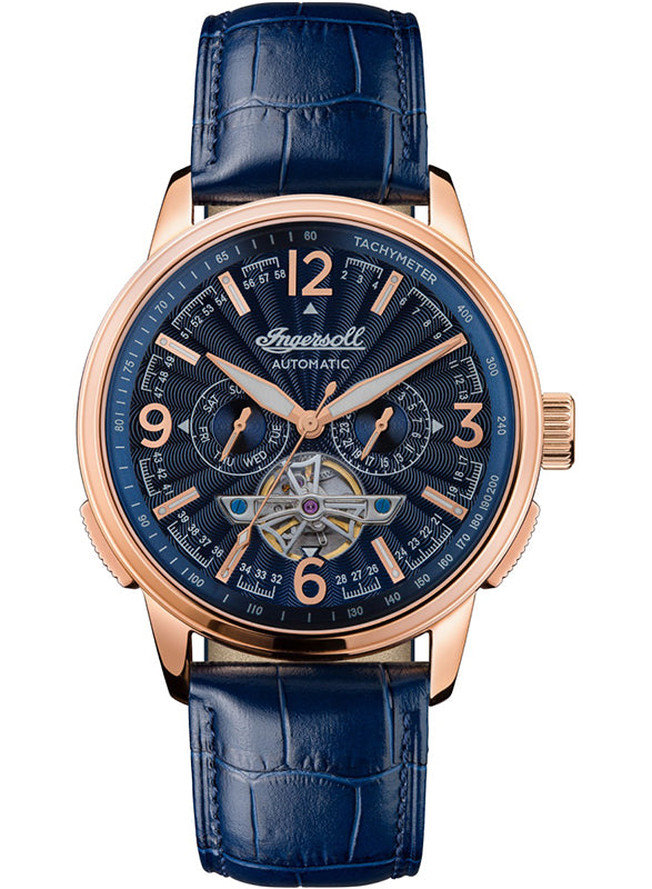 Ingersoll 1892 The Regent Mens Automatic Mens Watch with Blue Dial and Blue Leather Strap - I00301B