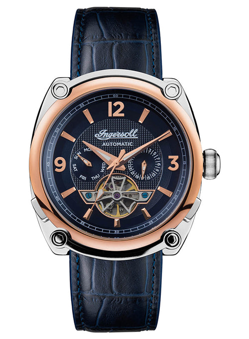 Ingersoll 1892 The Michigan Gents Automatic Watch with Blue Dial and Blue Leather Strap - I01101B