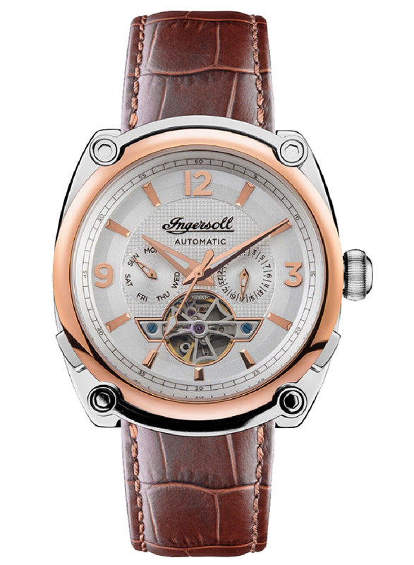 Ingersoll 1892 The Michigan Automatic Mens Watch with White Dial and Brown Leather Strap - I01103B