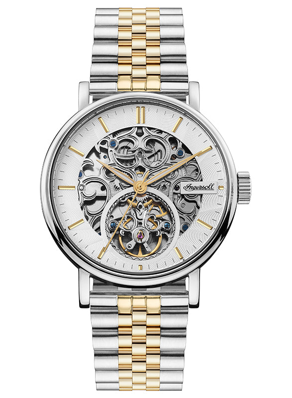 Ingersoll 1892 The Charles Automatic Mens Watch with White Skeleton Dial and Two Tone Stainless Steel Bracelet - I05806
