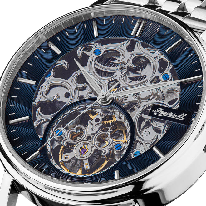 Ingersoll 1892 The Charles Automatic Mens Watch with Black Skeleton Dial and Silver Stainless Steel Bracelet - I05807
