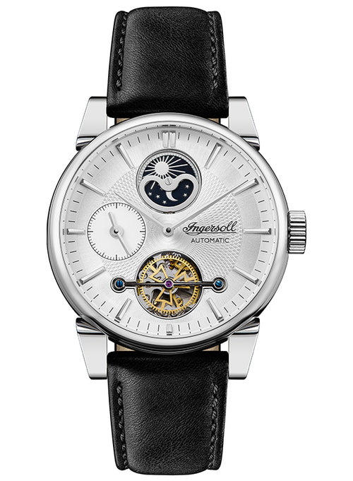 Ingersoll 1892 The Swing Automatic Gents Watch with Silver Dial and Black Leather Strap - I07504