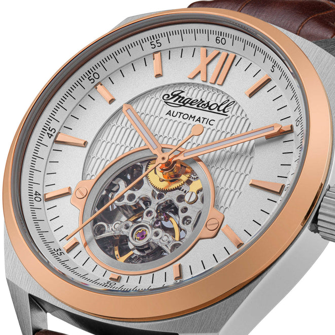 Ingersoll 1892 The Shelby Automatic Mens Watch with Silver Dial and Brown Leather Strap - I10901B