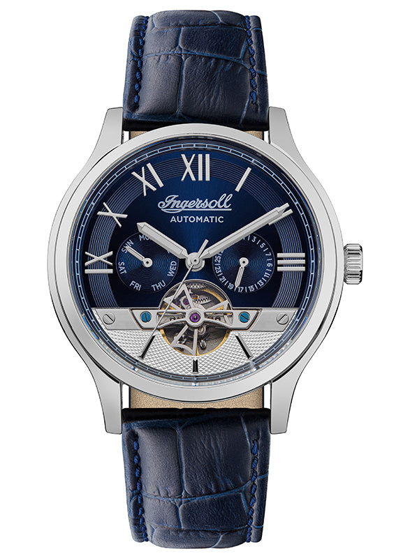 Ingersoll 1892 The Tempest Automatic Mens Watch with Navy Dial and Navy Leather Strap - I12103