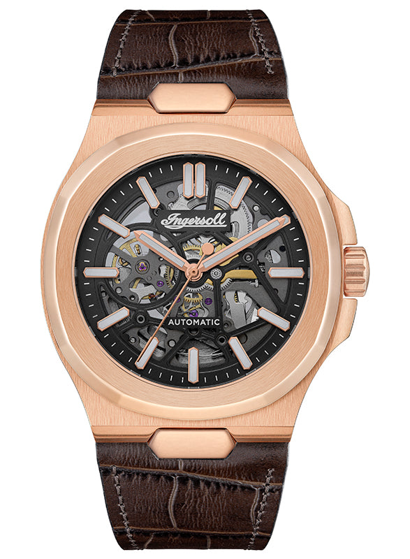 Ingersoll 1892 The Catalina Automatic Mens Watch with Black Dial and Brown Leather Strap - I12505
