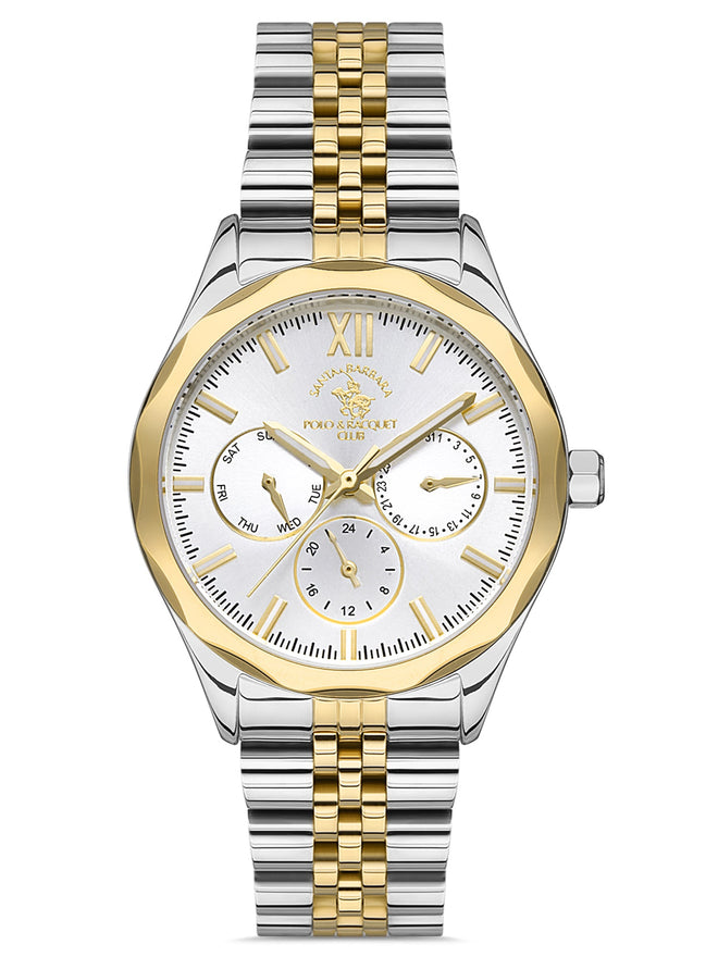 Santa barbara polo & racquet club Silver Dial Chronograph Watch For Women - SB.1.10409-2